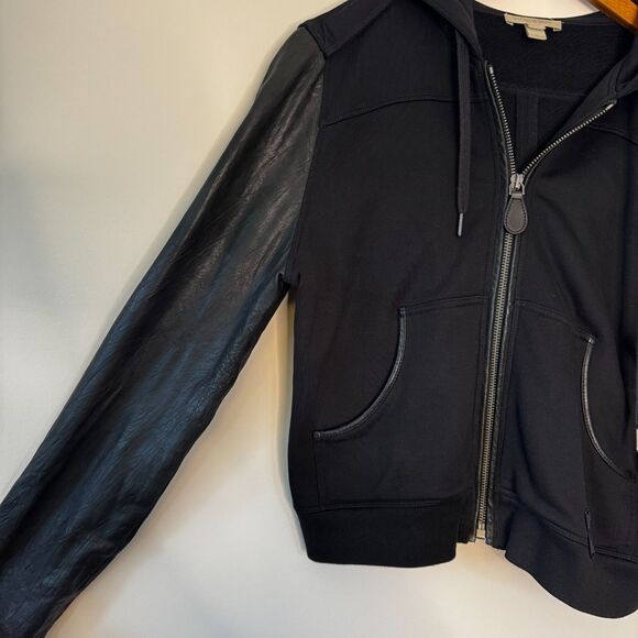 Burberry Brit Women's Black Hooded Cotton/Leather Jacket Size Medium - Picture 3 of 8